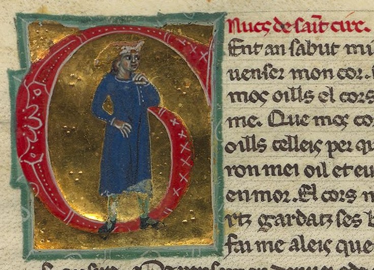 Uc all'interno di un capolettera miniato, ms K Uc, ms K, fol. 113v, BnF