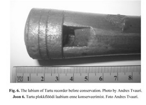The labium of Tartu recorder, Ph by A. Tvauri The Tartu recorder, Andres Tvauri